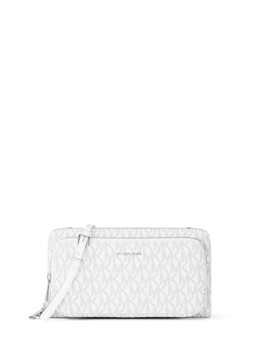 Michael Kors Carteira transversal continental grande Jet Set, ferragens prateadas/sarja revestida exclusiva/branca óptica/Allum