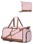 Lekesky Large Foldable Travel Duffe Bag - 80L Waterproof Holdall Luggage Bag with Shoes Compartment, Weekend Overnight Sports Bag for Women and Men(Pink, 72 * 33 * 34cm)