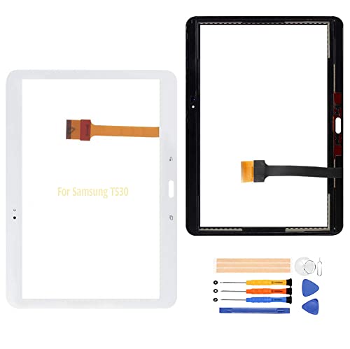 Compatible with Samsung Galaxy T530 Touch Screen Digitizer Glass Replacement,for Samsung Tab 4 10.1 T530 T531 T535 T537A T537V Touch Display Panel Repair Parts Kit,with Tools+Adhesive (White)