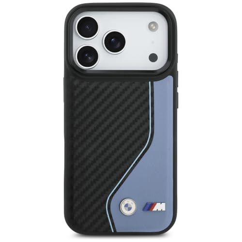 Coque BMW M pour iPhone 17 Pro en Carbone Bleu Compatible MagSafe
