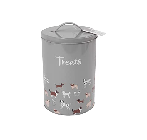 RSW Smart Choice Dog Treat Tin Biscuit Storage Tin Grey Puppy Food Storage Container Jar With Lid (SC1347)