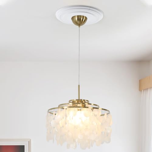 Image of Woogim 2PCS Split Ceiling Medallion for Light Fixtures, White, 12.2 Inch