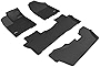 3D MAXpider All-Weather Floor Mats for Honda Pilot 8-Seater 2016-2022 Custom Fit, Kagu (1st, 2nd & 3rd Row, Black)