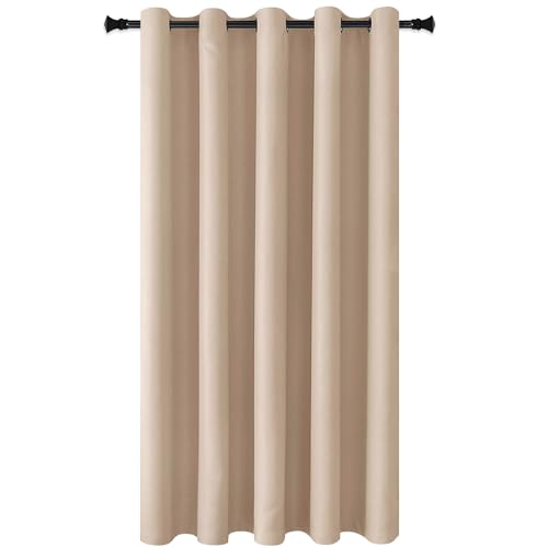 Image of DWCN Beige Blackout Curtain Panel for Bedroom - Thermal Insulated Energy Saving Grommet Blackout Drapery for Patio Door, Room Divider Long Curtain, W72 by L84, 1 PC