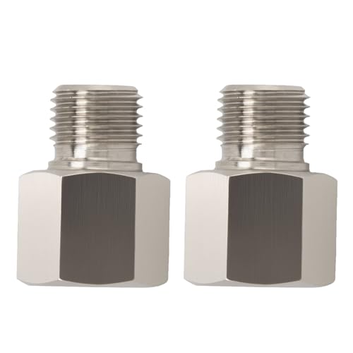 Tissting 2 Stück Reduzierverbinder 1/8 Zoll NPT Buchse auf M10 x 1 Außengewinde Sechskant Reduzierstück mit Unterlegscheibe, Edelstahl Sechskantnippel Gewindeadapter