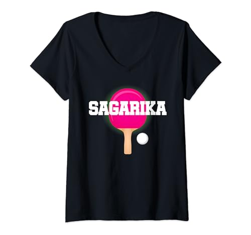 Photo de Sagarika Raquette de tennis de table pour fille T-Shirt avec Col en V