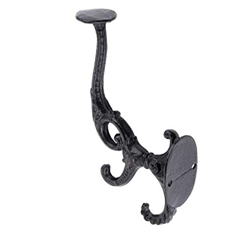 Uniqantiq Hardware Supply Double Prong Black Finished Cast Iron Hat And Coat Hook | Wall, Hall Tree, Rack Mounting | Vintage Coat Hooks For Hanging Garment | H27-Cihookbl (1) #TOP2