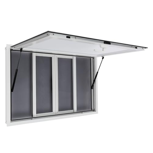 BIXIBIN Concession Window for Food Truck with Sliding Screens, Aluminum Alloy Wall-Mounted Service Window with Lock, Pneumatic Rods, and Awnings,Weatherproof
