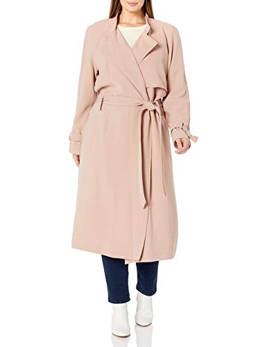 RACHEL Rachel Roy Women's Plus Size Crepe Trench Coat, Deep Blush, 1X