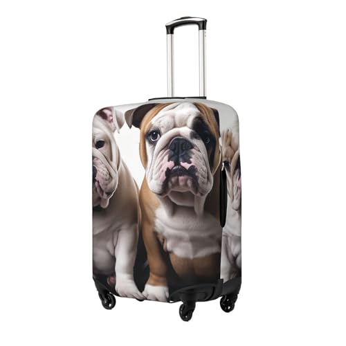 Two Cute Bulldog Dogs Luggage Cover for Suitcase TSA Approved Elastic Suitcase Cover Anti-Scratch Travel Luggage Protector Cover Washable Trolley Case Cover Fit 18-32 Inch Luggage Small2
