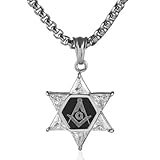 ZIAFRPN Collar con Colgante masónico de Estrella de David de Metal de Calidad para Hombres Clásico Punk Estilo religioso Amuleto Joyería felicitaciones Regalos