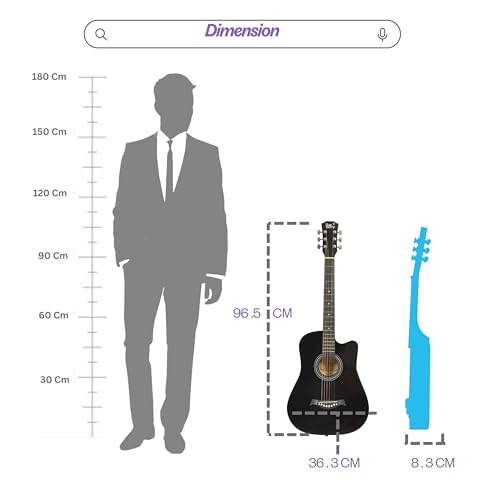 Image of BLUEBERRY B-38C, Acoustic Guitar Kit with Bag, Strap, One Pack Strings And 2 Picks - 38 Inch (Black)
