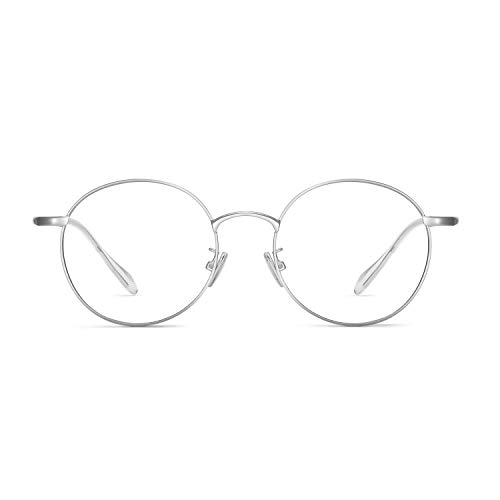 Versol Retro Round Metal Blue Light Glasses for Women Men Optical Eyewear Anti
