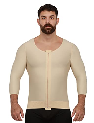 Isavela Male Mid Sleeve (3/4) Abdominal Cosmetic Surgery Compression Vest w/Zipper (MG06-MS)2