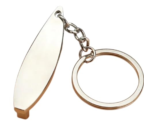 Sportigo ® Porta-chaves de prancha de surf com abre-garrafas em cor prateada/abridor de garrafas, pingente, surf, praia, mar, férias, desportos aquáticos, sol, presente de presente, Prata