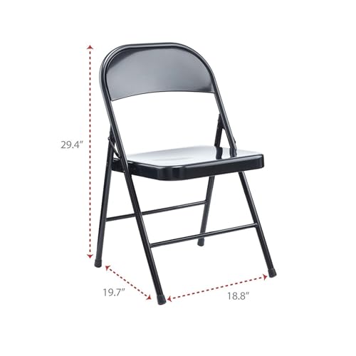 Alera Armless Steel Folding Chair, Supports Up to 275 lb, Black Seat, Black Back, Black Base, 4/Carton - Image 3