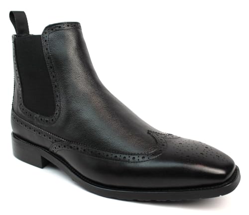 AZAR MAN Men's Exclusive Genuine Leather Chelsea Boots With Zipper4