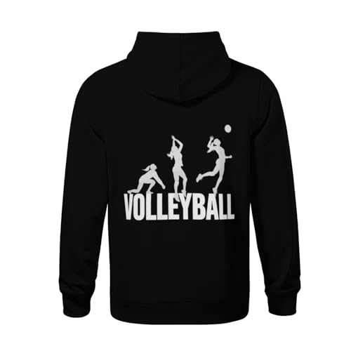 Kids Vintage Silhouetted Volleyball Player Boys Girls Lightweight Kangaroo Pocket Fleece Hoodies3