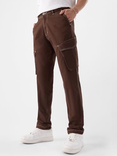 Image of The Souled Store Solids: Teak Mens and Boys Regular Fit Cotton Brown Color Men Cargo Shorts