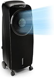 Klarstein 110W Portable Air Cooler, 5-In-1 Ioniser, Evaporative Air Coolers for Home, Silent with Night Mode, Humidifier, Ventilator, Purifier, Small Water Cooler, Ice Fan, 396m³/h Air Flow, Black
