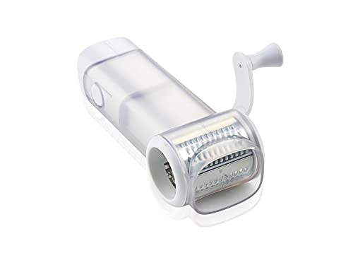 Leifheit Moulin à râper fromage et parmesan, râpe à fromage manuelle avec tambour en acier inoxydable, rapeur fromage à pâte dure sans effort, mécanisme de poussoir unique, pour droitiers & gauchers