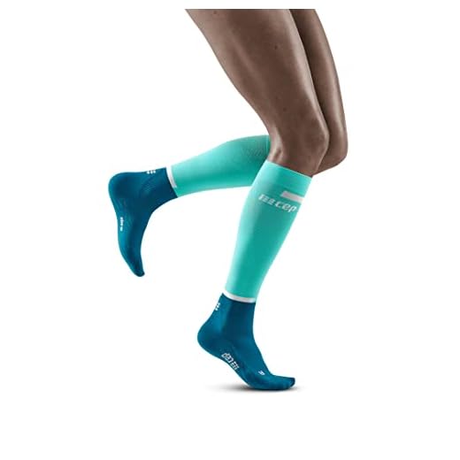 Women's Running Compression Socks - CEP Athletic Long Socks 2.0 for Performance, 4.0 - Ocean/Petrol, 2