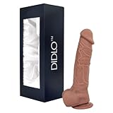 Didlo - Realistischer Saugnapf Dildo 24 cm | XL Silikon Sexspielzeug für Männer & Frauen | Freihändiger Genuss | Leicht zu reinigen, Dunkelhäutig, Silikon