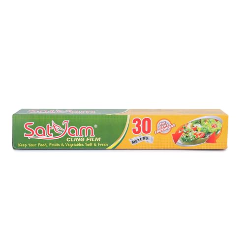 Image of Satyam Cling Film, 30 Metres x 30 cm, Multipurpose Food Wrapping Paper Food Grade Wrap, Biodegradable Food Wrapping Roll Food Storage & Wrapping for Freshness (Pack of 3)