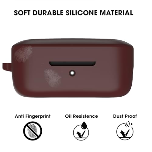Image of Sounce Earphone Case Cover for Boat Airdopes 800 TWS Soft Silicone Skin Case Cover Shock Absorbing Protective Case with Keychain [Front LED Visible] - Maroon