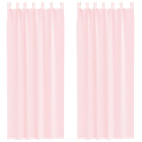 HETFTJN Lot de 2 rideaux en voile à passants, rose clair, 140 x 260 cm, semi-transparents, pour salon et chambre à coucher, brise-vue en polyester, facile d'entretien