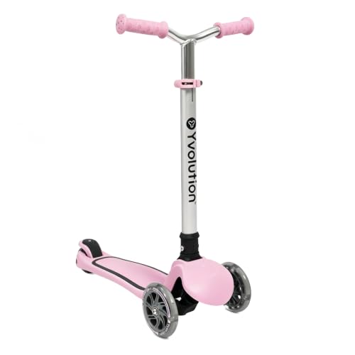 Yvolution Y Glider - Patinete de Aire para niños, Patinete de 3 Ruedas para niños pequeños, 4 Deslizadores de Altura Ajustable con patinetes, inclinarse para dirigir con luz LED Intermitente para