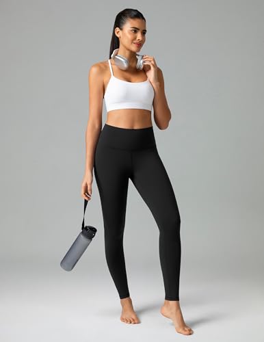 Colorfulkoala Women's Dreamlux High Waisted Workout Leggings 28' Inseam Full Length Yoga Pants (XXS, Black)