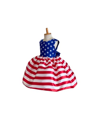 4th of July Patriotic 4th Of July Independence Day Red White Blue Pageant Stars & Stripes Holiday Knee Length Dress4