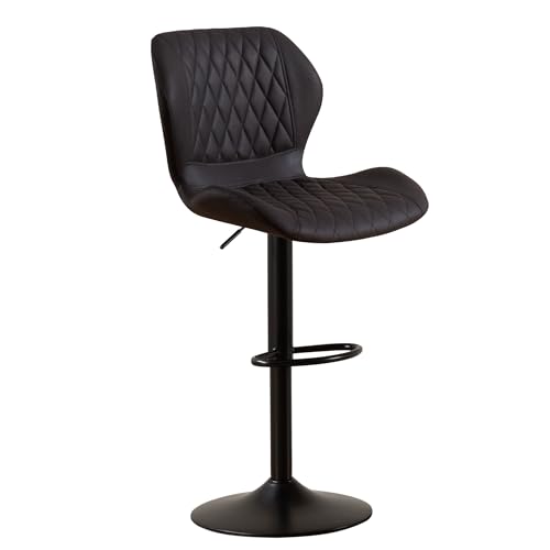 Image of Modern Bar Stools, Swivel Barstools Counter Height with High Backrest, Adjustable Fabric Bar Stools for Kitchen Island Chairs Black