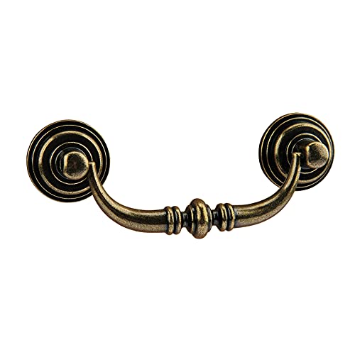 Tieca.hw 4Pcs Classic Bail Drop Cabinet Pulls, 4-1/4" Hole Centers, Antique Bronze Dresser Drawer Handles Furniture Hardware For Kitchen Bathroom Office #TOP2