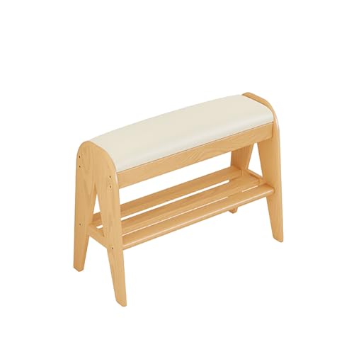 IYUESQ Zapatero de Madera, Banco Organizador de Zapatos con Asiento tapizado para Entrada o Pasillo (Nogal, 60 x 35 x 42 cm).