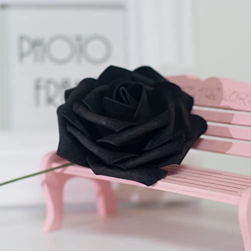 Cosybeau Black Roses For Halloween Decor 50 Pcs Halloween Flowers Diy For Crafts, Black Flowers Bouquets For Diy Black Roses Artificial Flowers For Party Home Garden Decor #TOP4