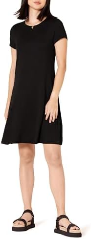 Amazon Essentials Women's Short-Sleeve Scoop Neck A-line Swing Dr...