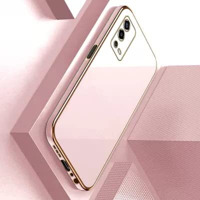 Image of Apurb Store for Oppo A55 4G Plating Square Gold Frame Phone Case Luxury Soft Silicone Back Cover (for Oppo A55 4G, Pink)