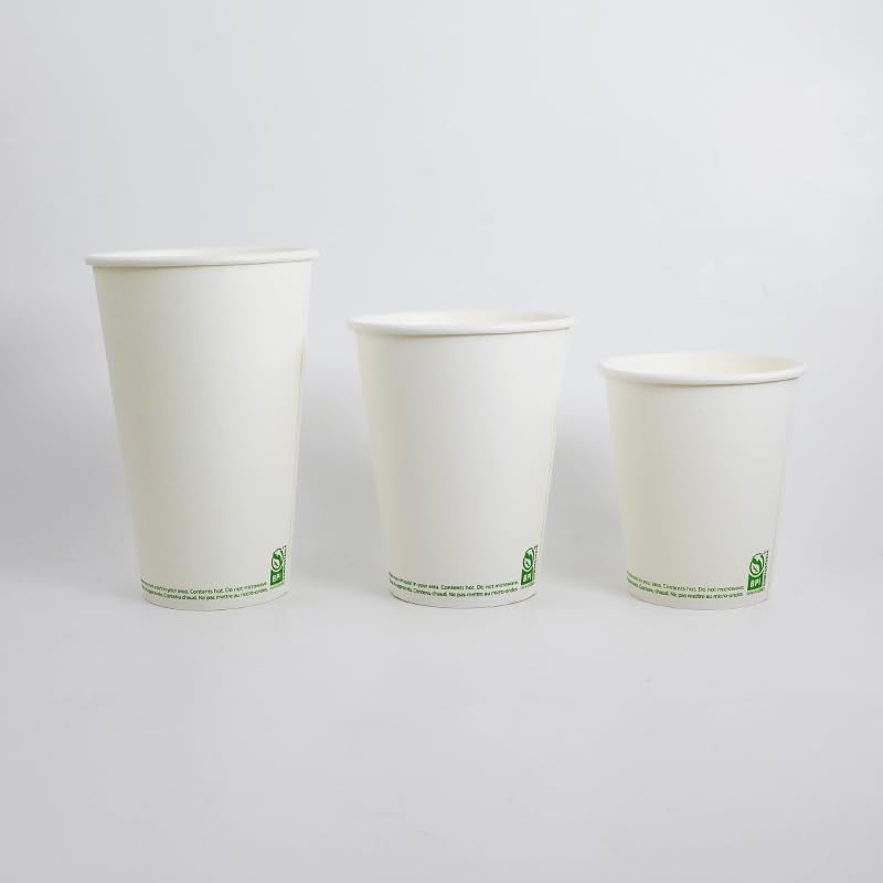 Amazon Basics Compostable Coffee Cups, 8 Ounces, Paper, 1000 Count (Pack of 1), White