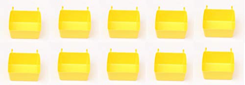 Small Plastic Yellow Pegboard Storage/Parts Bins (10)