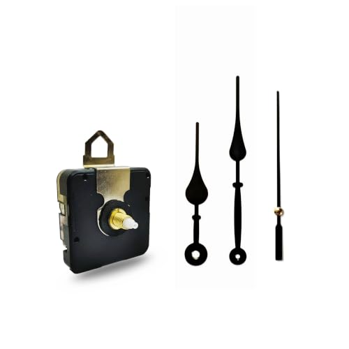 Image of 18mm Sweep and Silent Clock Machine and Sturdy Black Metal Needle | Non-Ticking Battery Operated Clock Movement Replacement for DIY Resin Clocks & Art