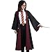 Magician Robe Wizard School Costume Cloak Adult Men Boys Hooded Magic Wand Cape Halloween Cosplay Witch Outfit (Red, Small)