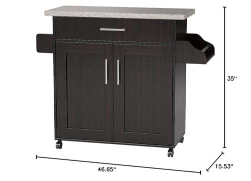 Hodedahkitchenislandwithspiceracktowelrackdrawerchocolatewithgreytop  Urban Country Home Decor Hodedah kitchen island with spice rack towel rack drawer chocolate with grey top  urban country home decor