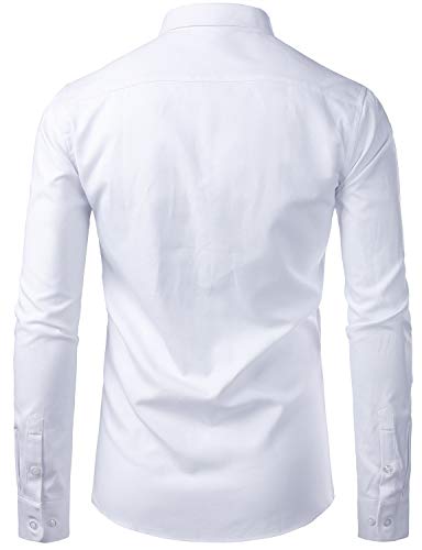 ZEROYAA Men's Hipster Casual Slim Fit Long Sleeve Button Down Oxford Shirts with Chest Pocket2