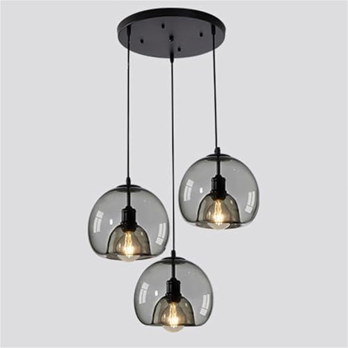 Suspension triple d'intérieur en verre pour salon moderne à hauteur réglable