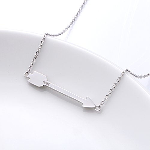 DAOCHONG Arrow Necklace S925 Sterling Silver Classic Love Polished Sideways Arrow Necklace4