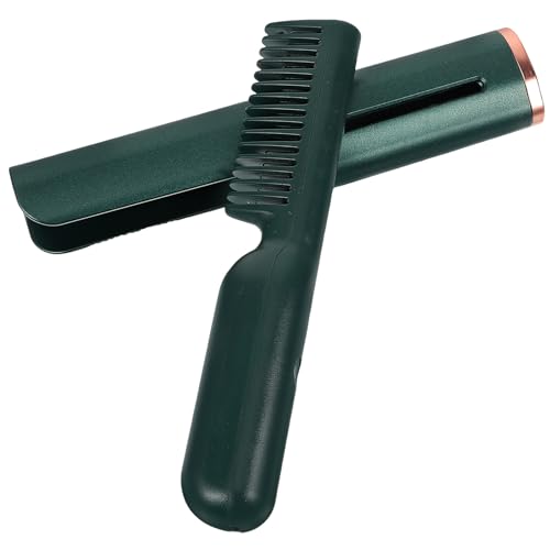 Cepillo alisador de cabello PRETYZOOM con temperatura ajustable, herramienta de peinado calefactable de cerámica portátil USB color verde miniatura 1