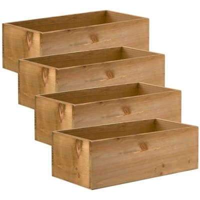 12” Wood Pallet Bin by Make Market - Rustic Crate Boxes for Storage, Decorative Display, Arts & Crafts, Made of 100% Wood - Bulk 4 Pack