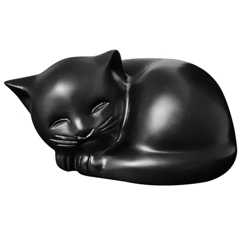 Katzenurne, Haustier Urnen Schlafende Kremation Katze Urne,Kleintier Urne (Schwarz)